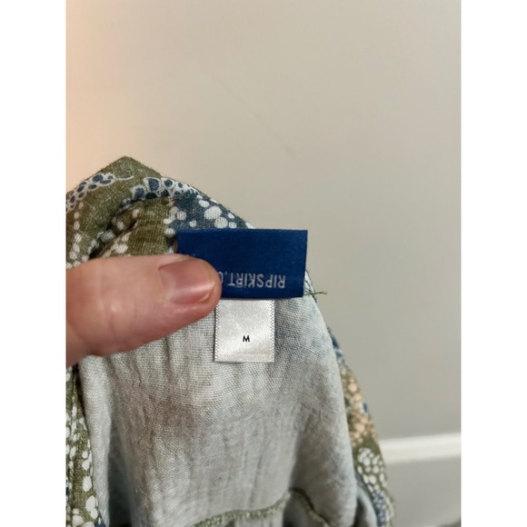 Rip Skirt‎ Women's Olive Floral Print Button Down Roll Tab Sleeve Shirt Dress M - Picture 4 of 5